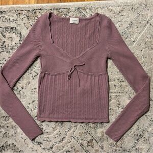 Aritzia BLACK Scalloped Knit Blouse